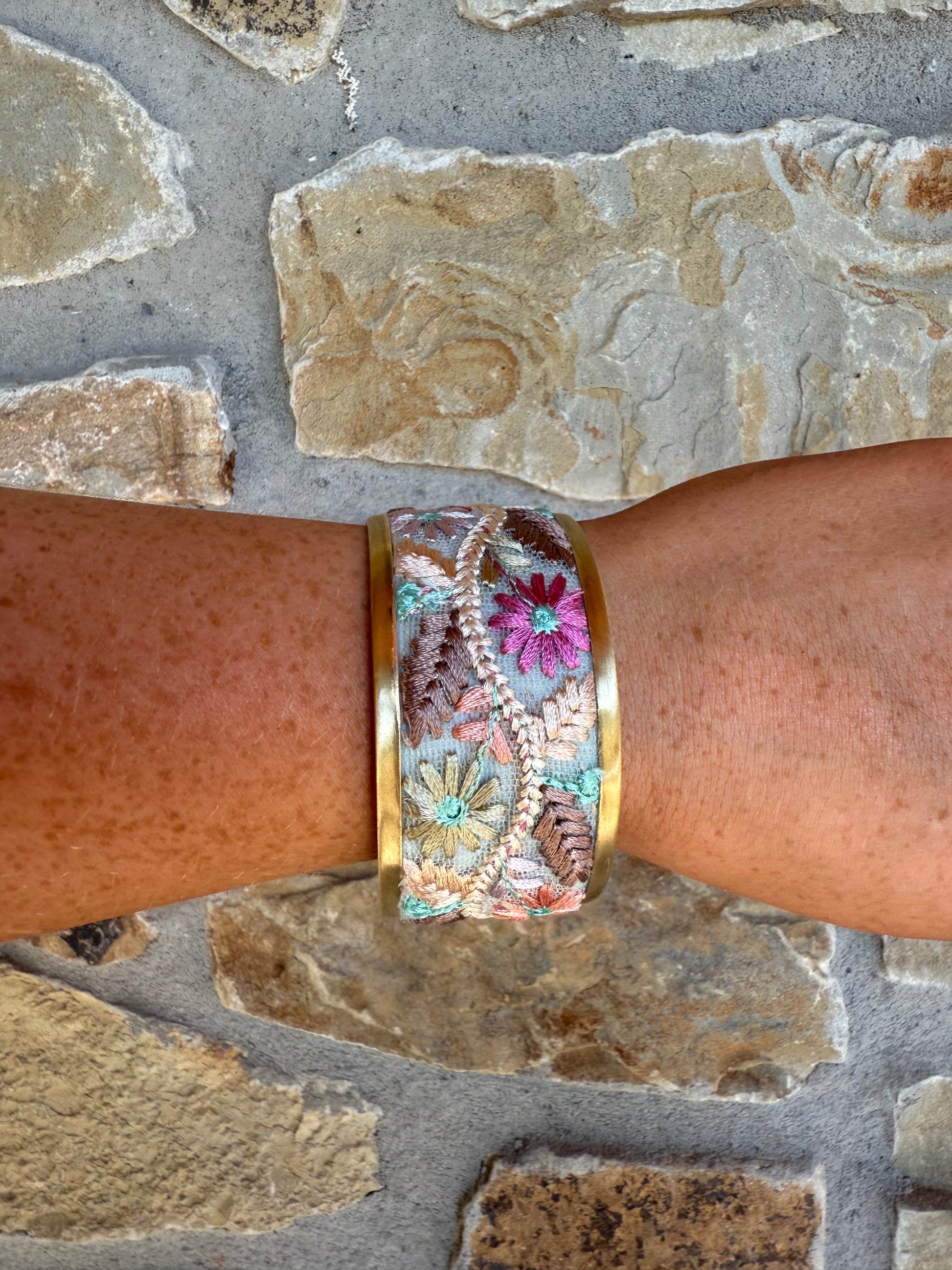 Flower Embroidered Bracelet