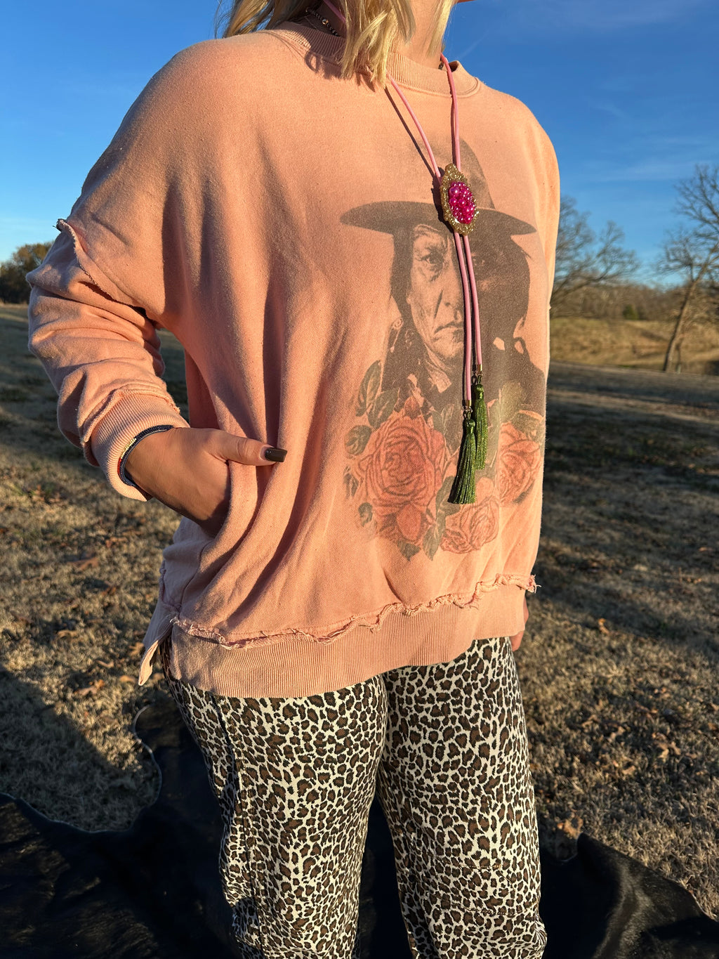 pink native sweater