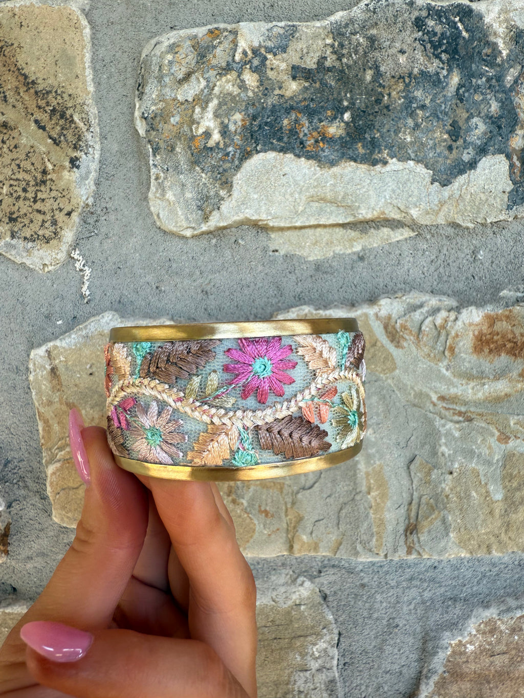 Flower Embroidered Bracelet