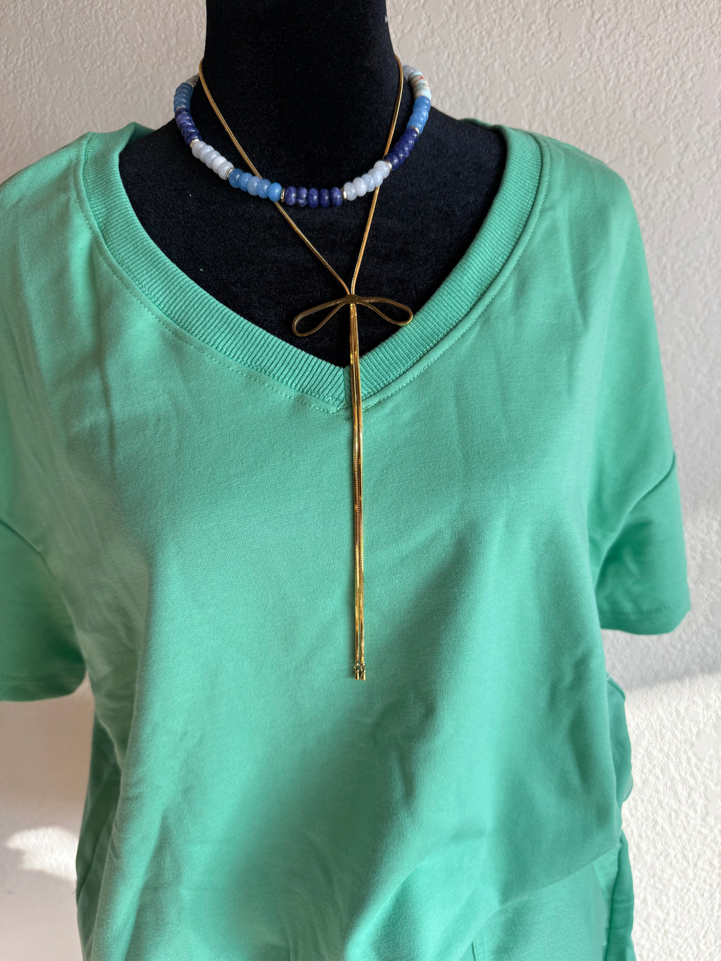 Green V-Neck Set