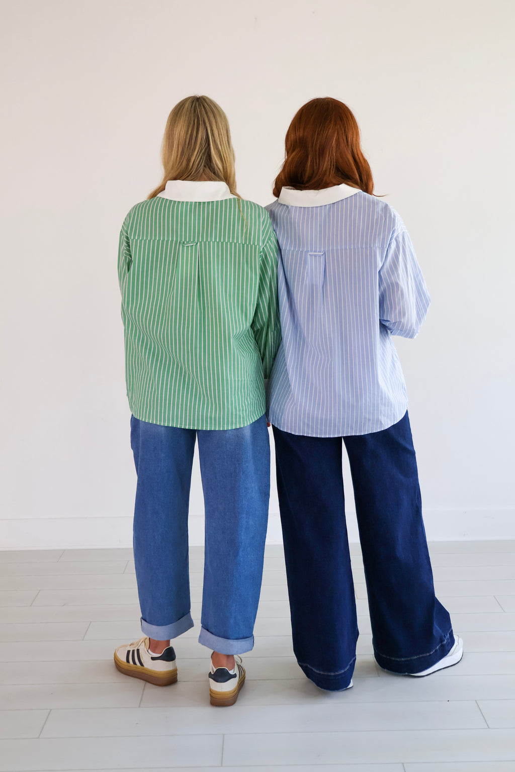 blue/green button up