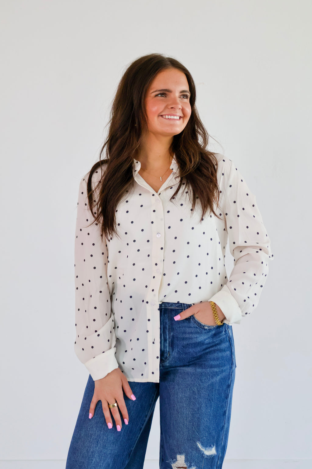 polka dot button up