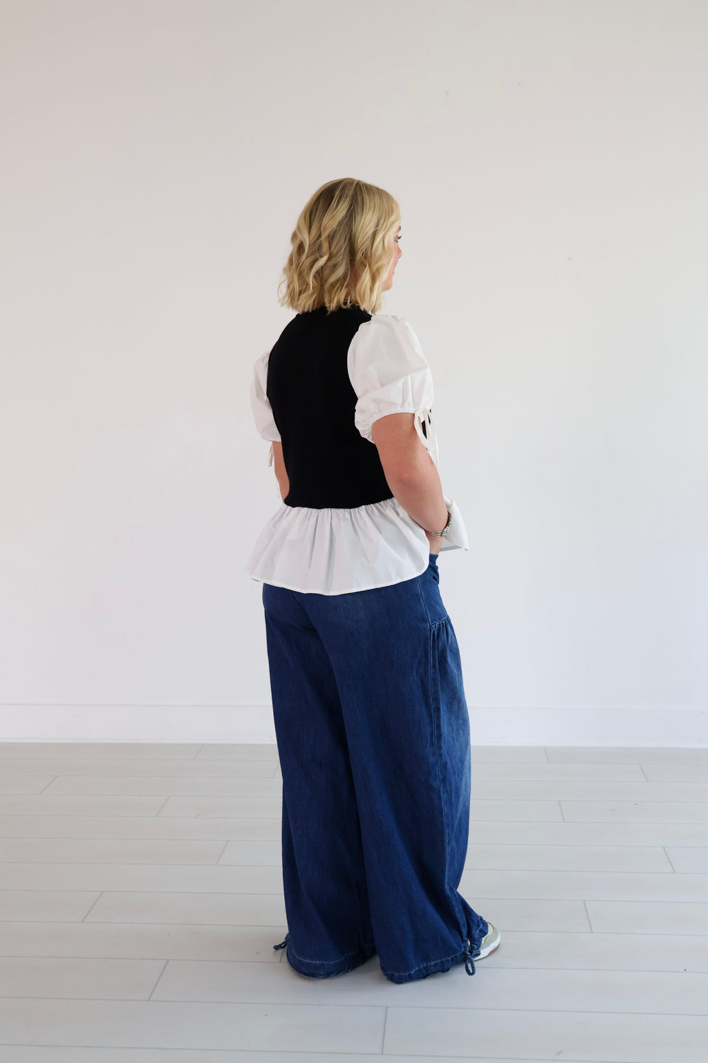 draw string wide legged jeans