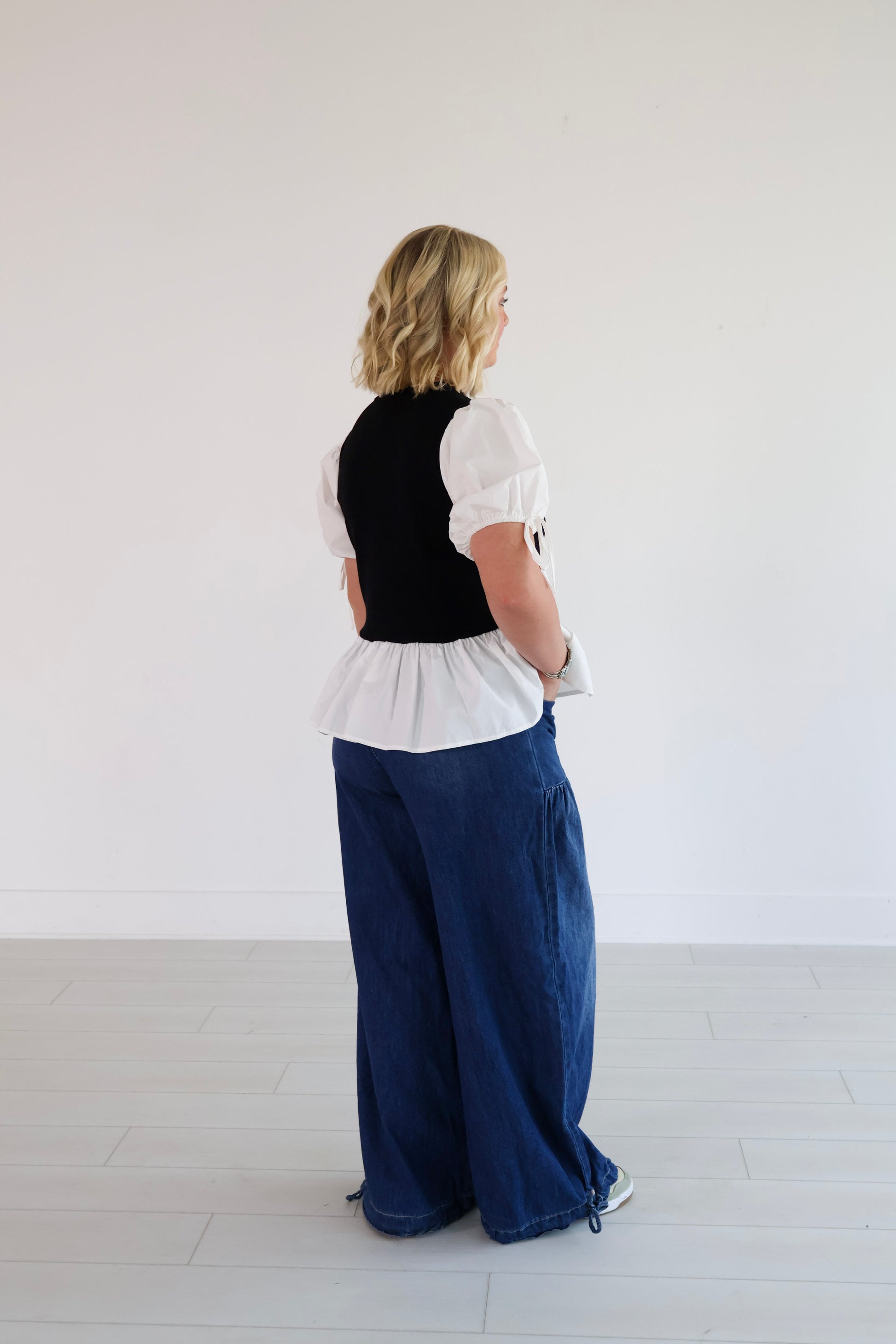 draw string wide legged jeans