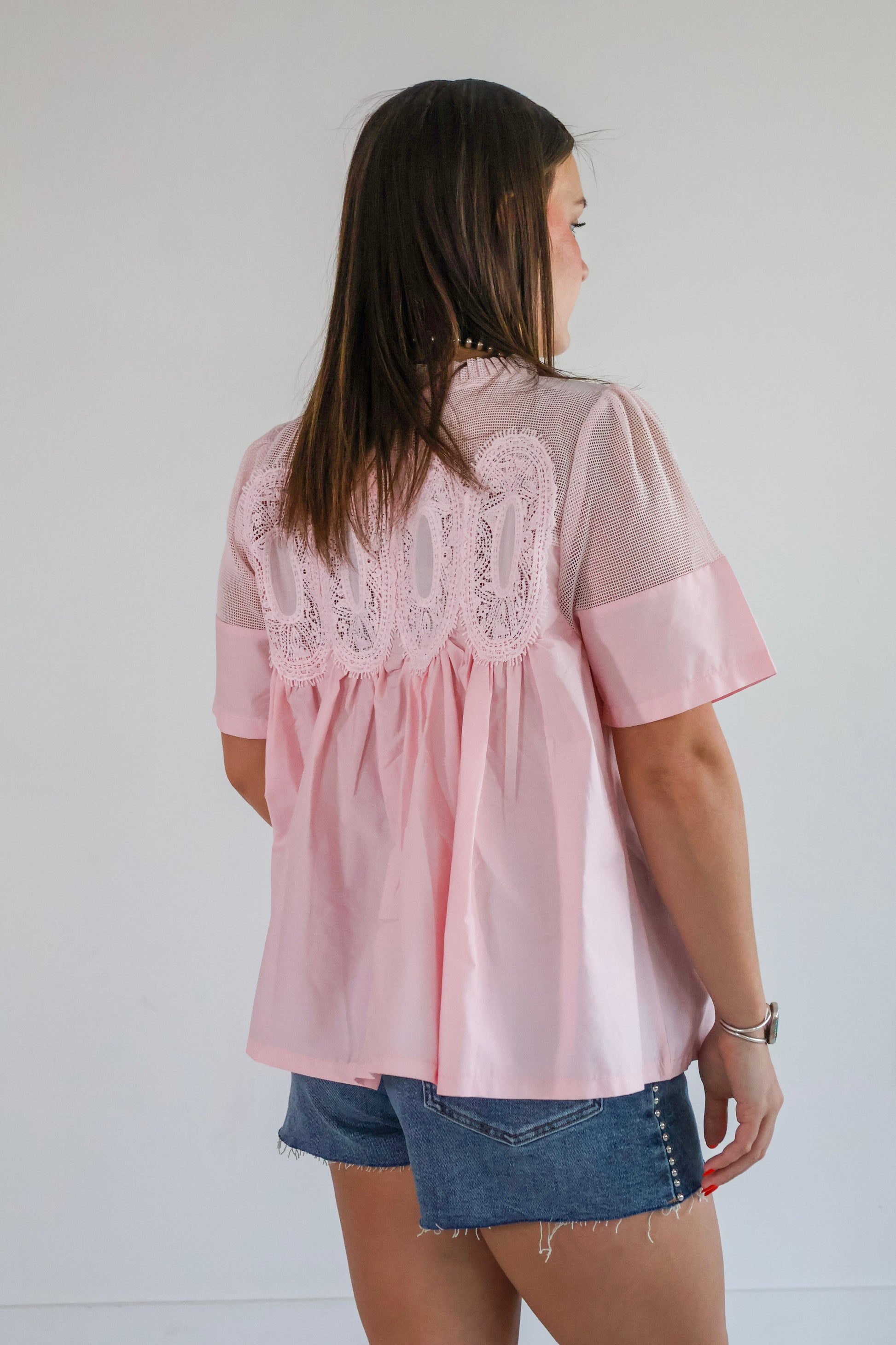 pink mesh top