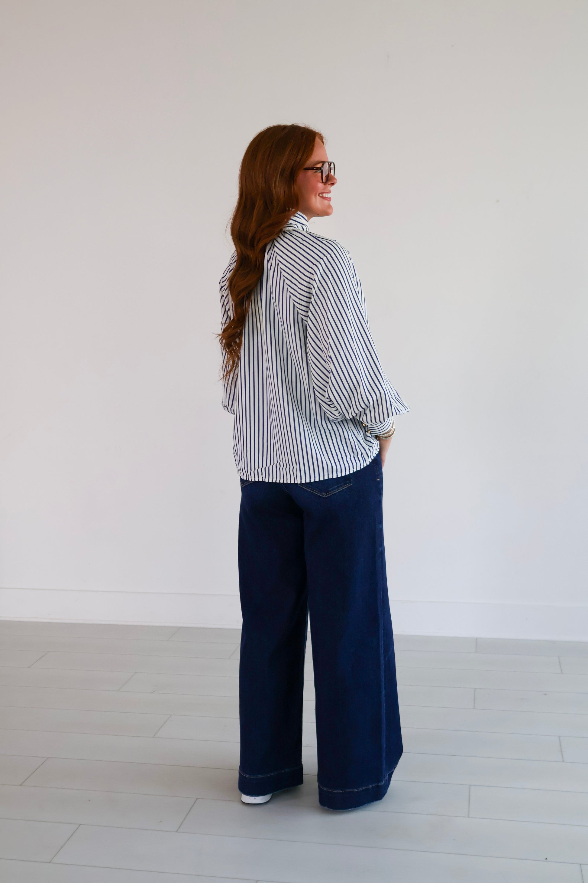 navy blue bow tie top