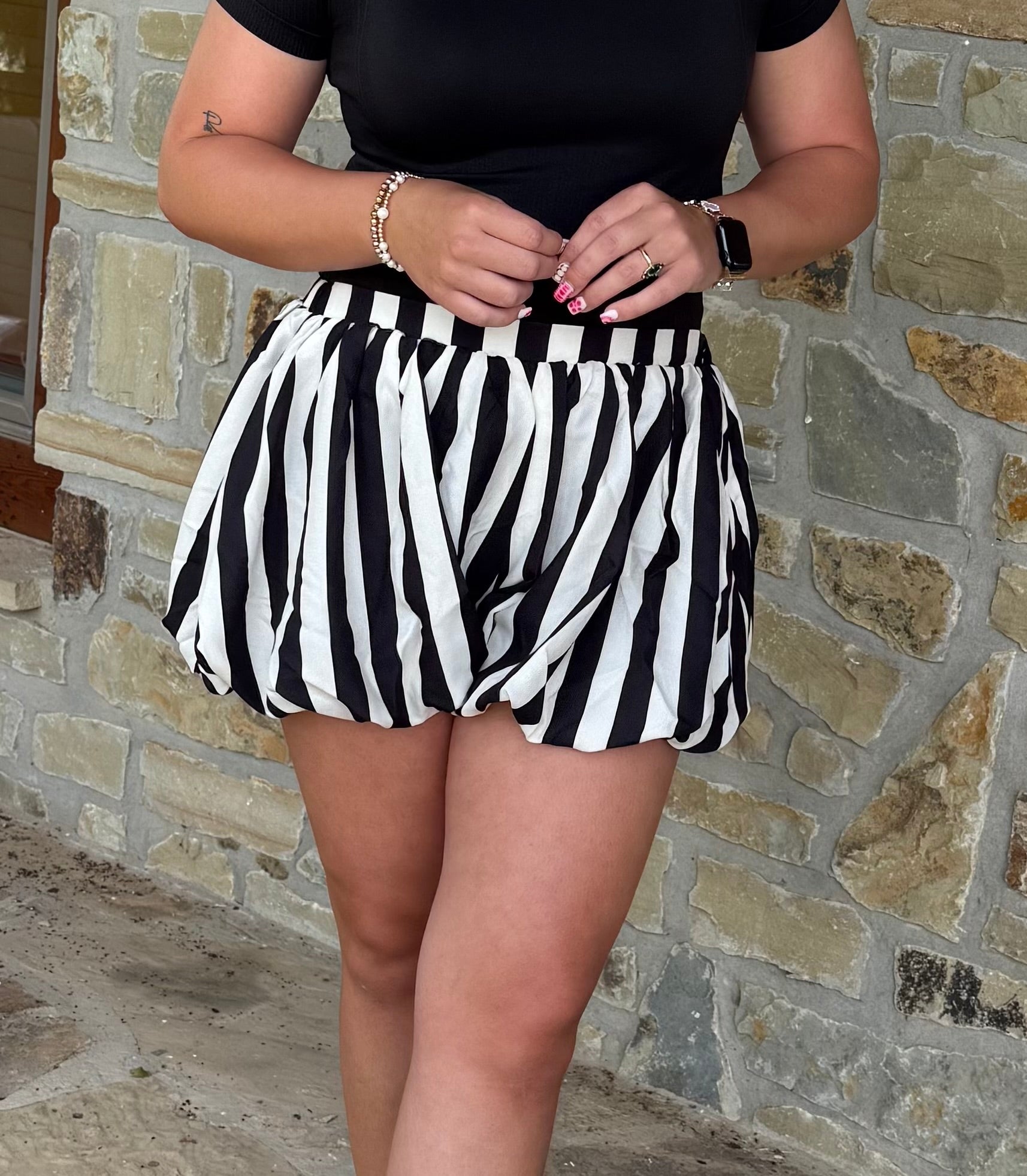 Black & White Balloon Shorts