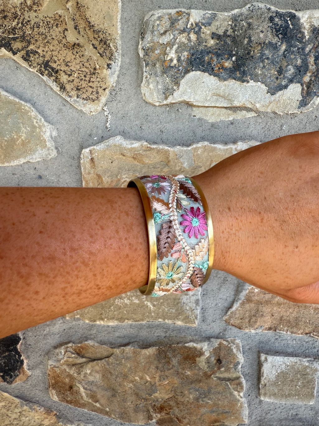 Flower Embroidered Bracelet