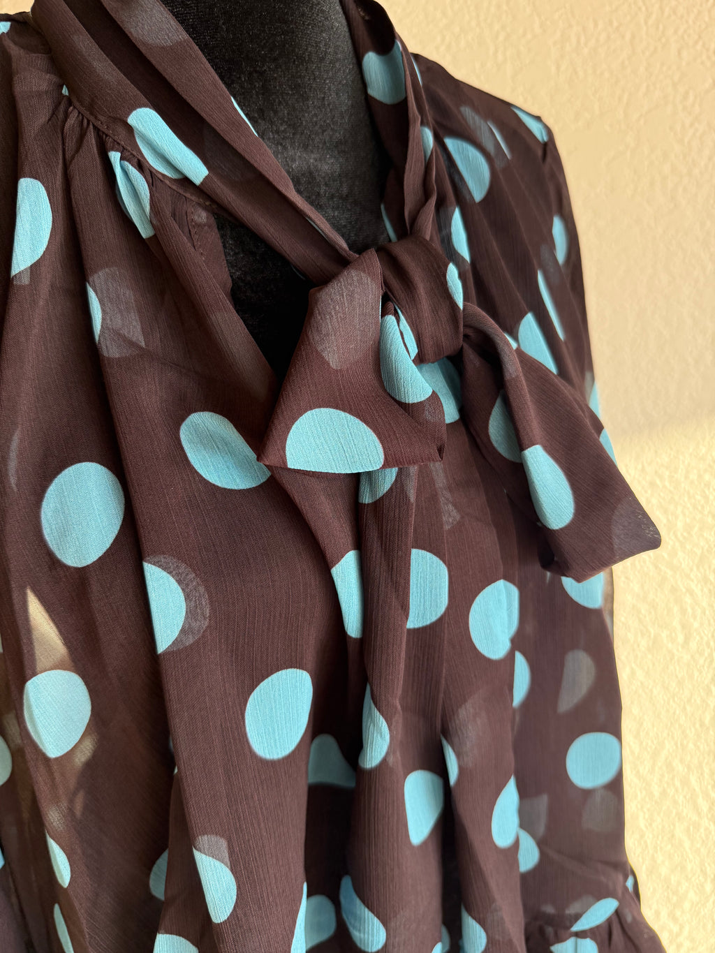 Brown and Blue Sheer Blouse