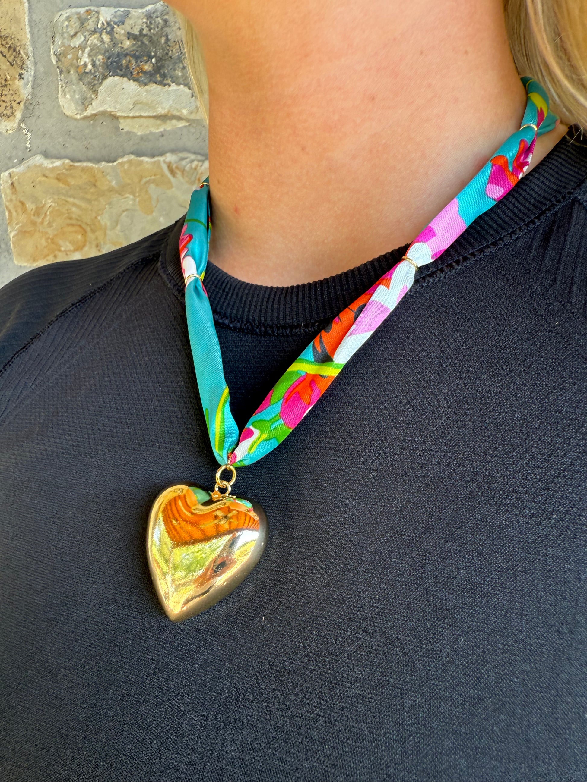 Puffy heart scarf tie