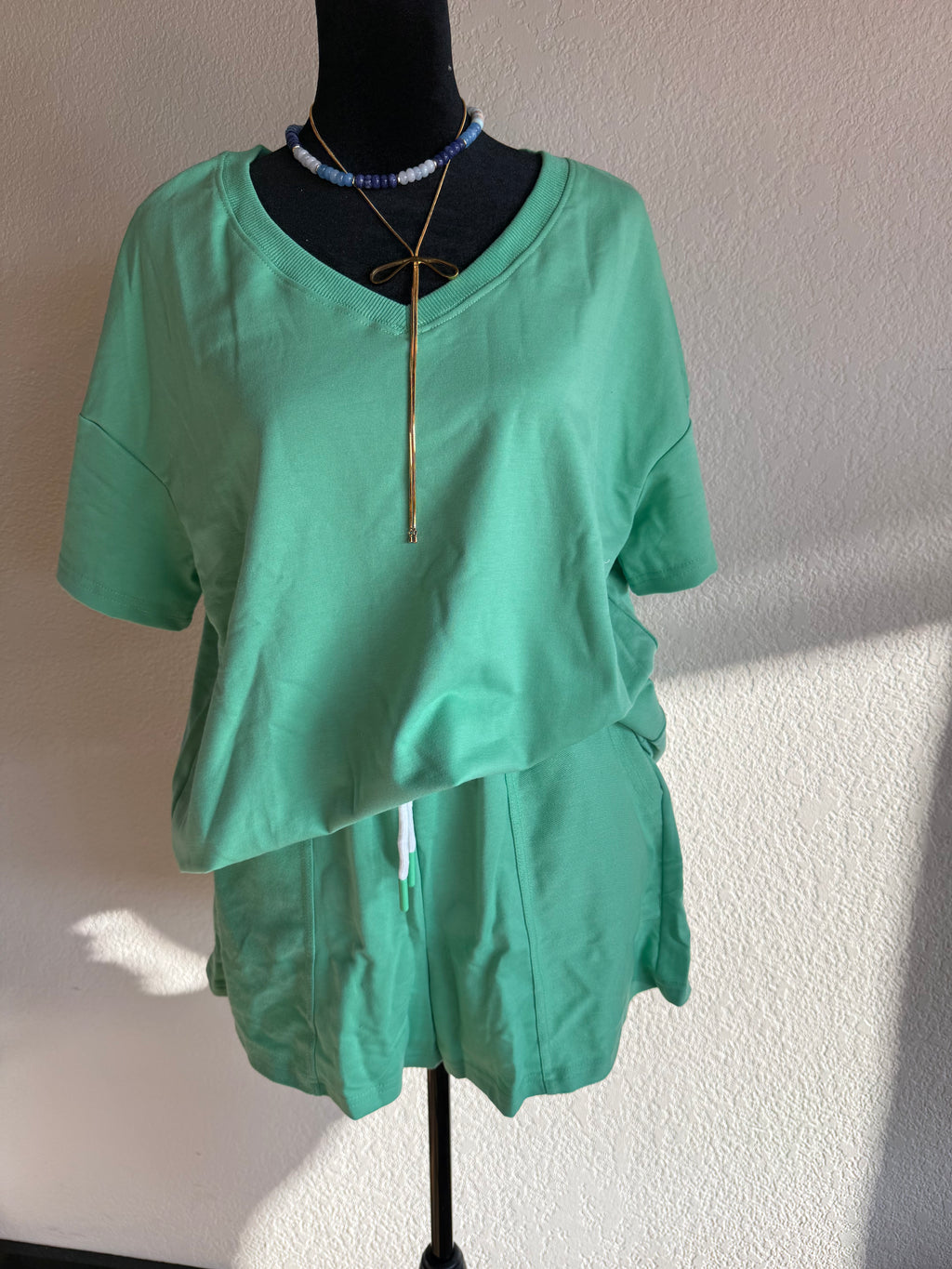 Green V-Neck Set