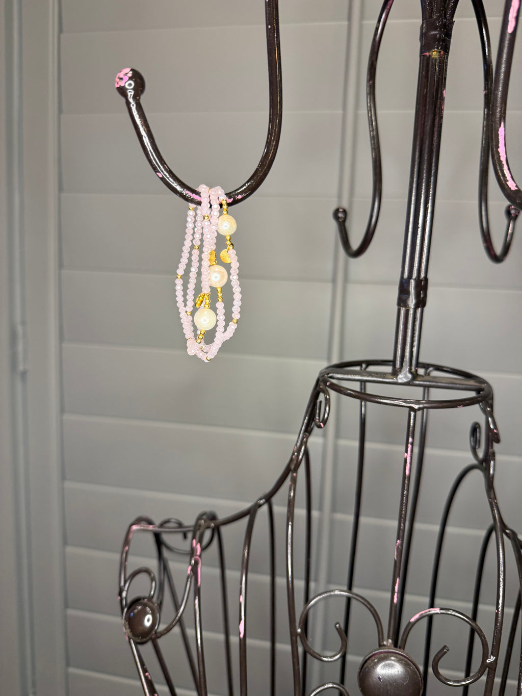 Baby Pink Pearl Beaded Bracelet Set