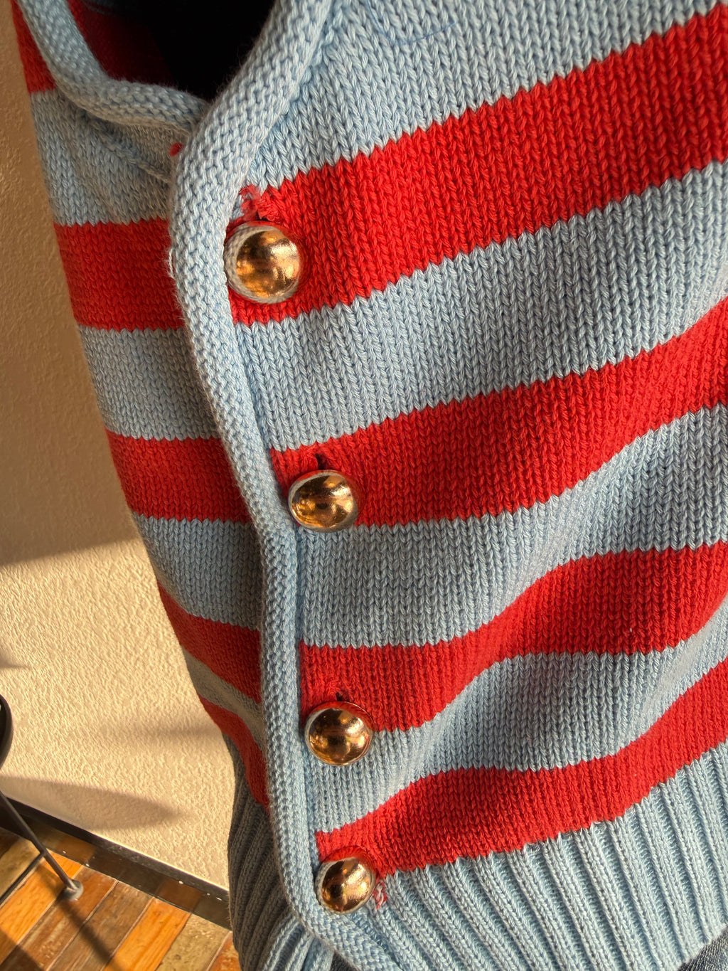 Blue and Red Gold Studded Sweater