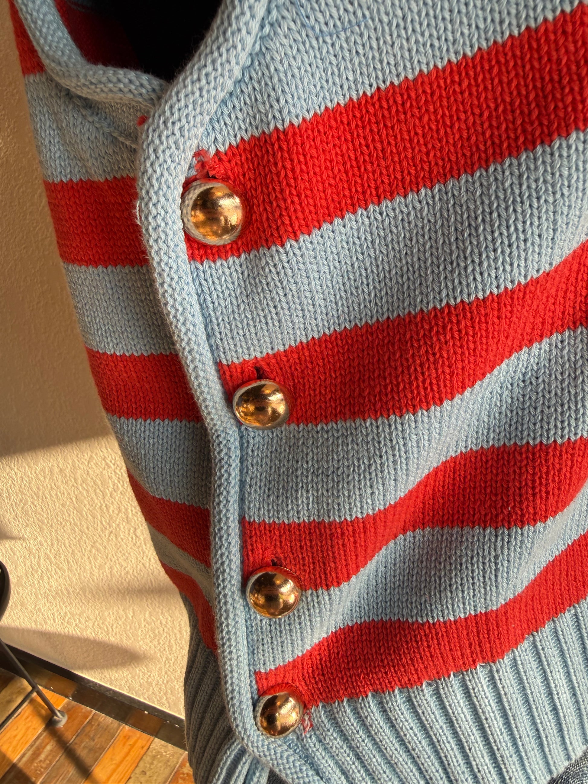 Blue and Red Gold Studded Sweater