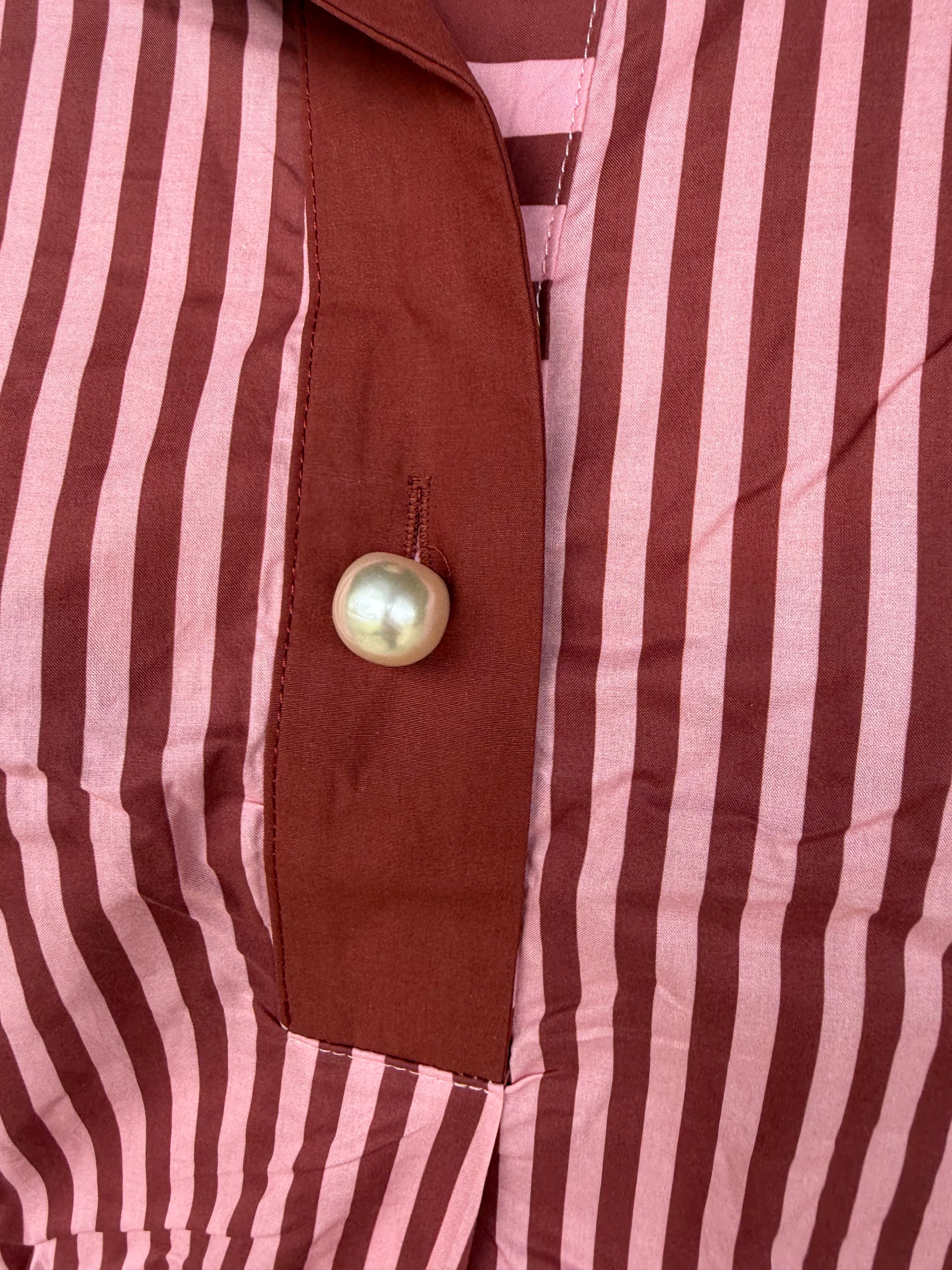 Burgundy & Pink Pearl Button