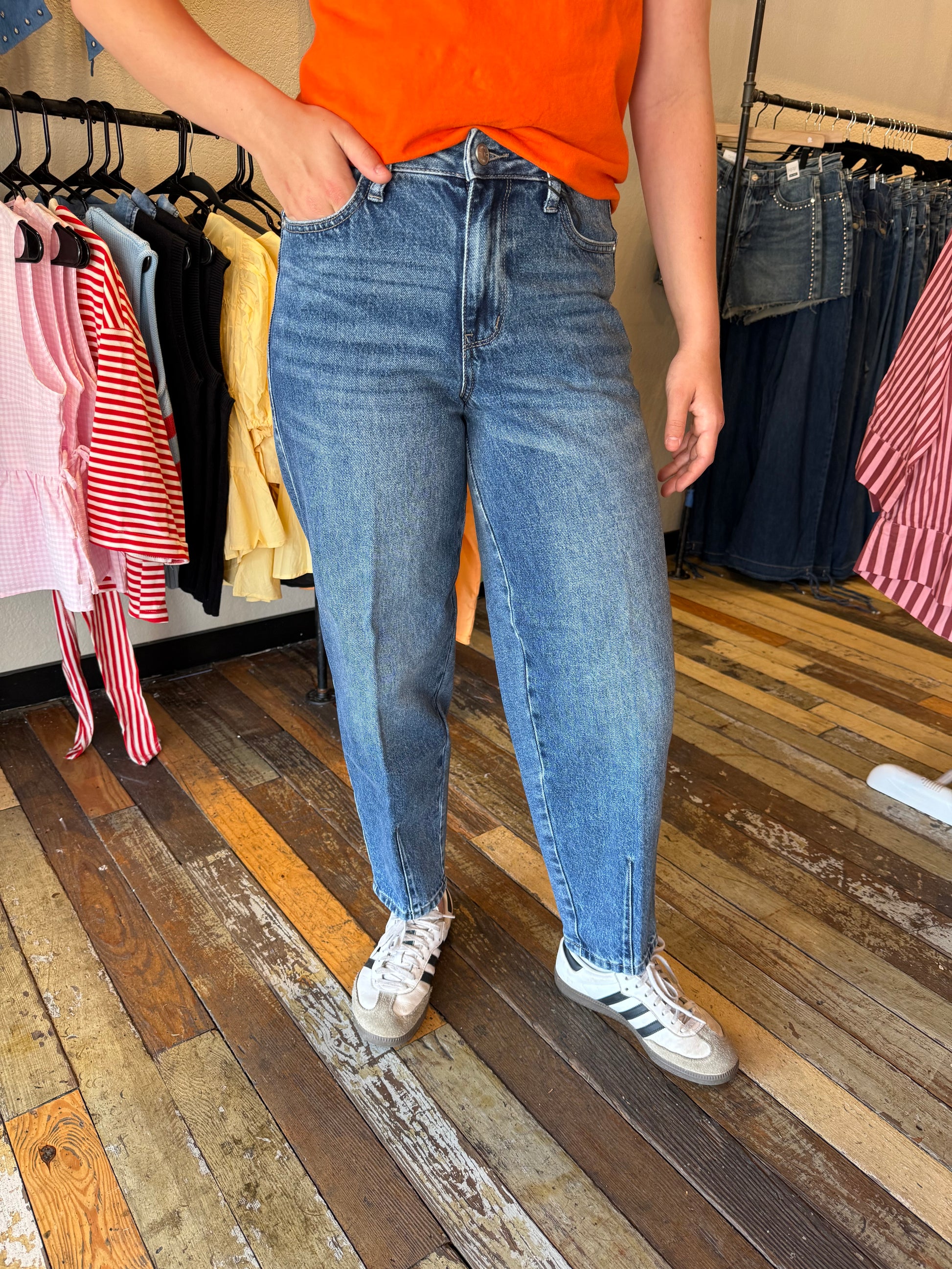 Medium Wash Barrel Jeans