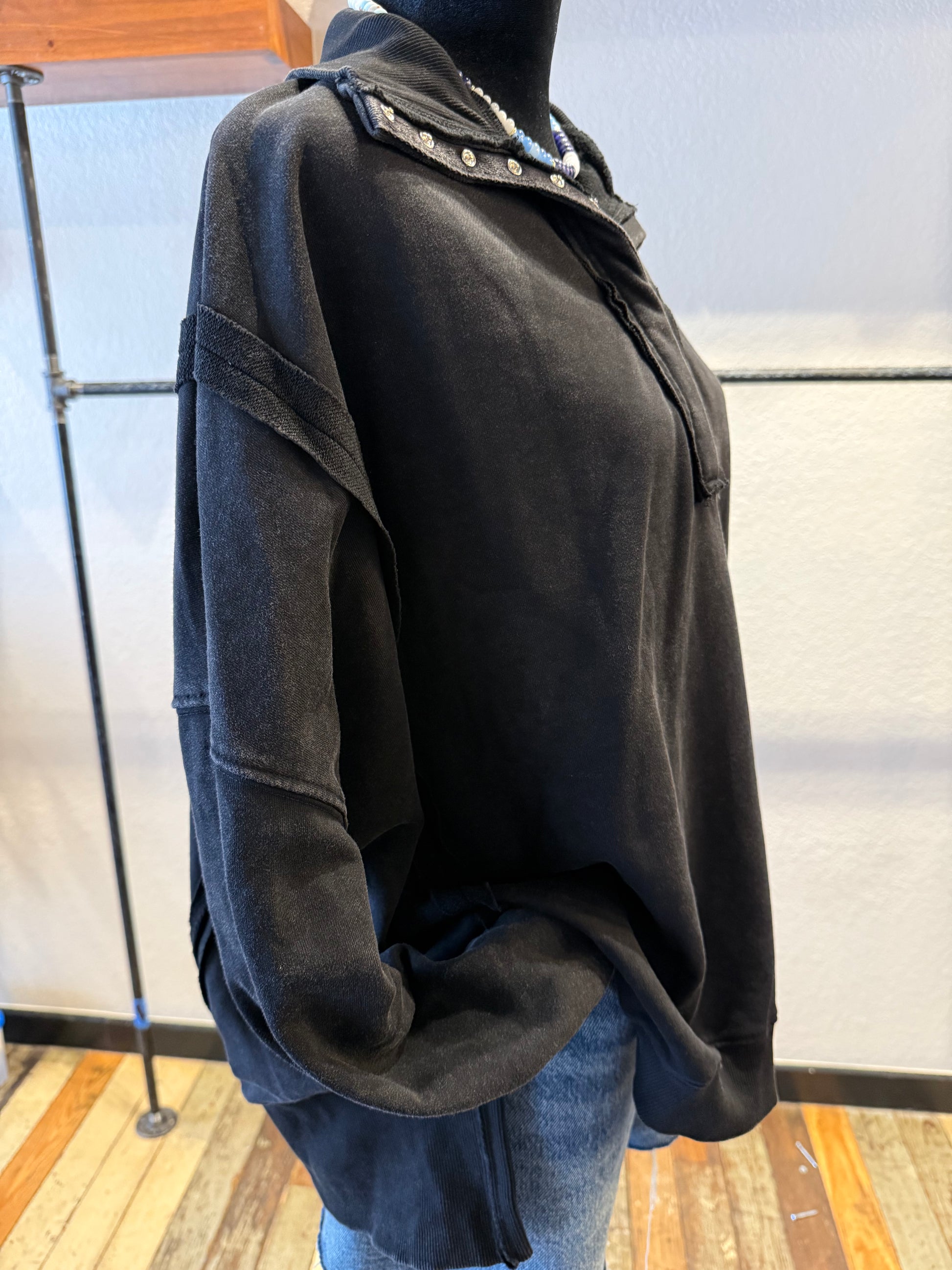 black sweatshirt
