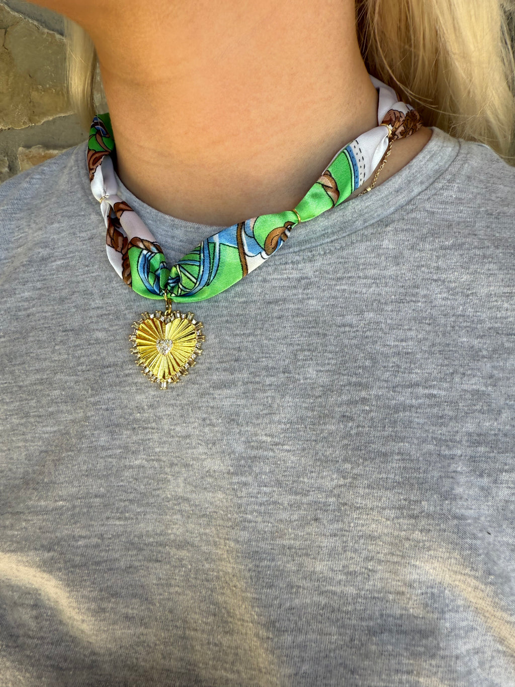 Green heart scarf tie