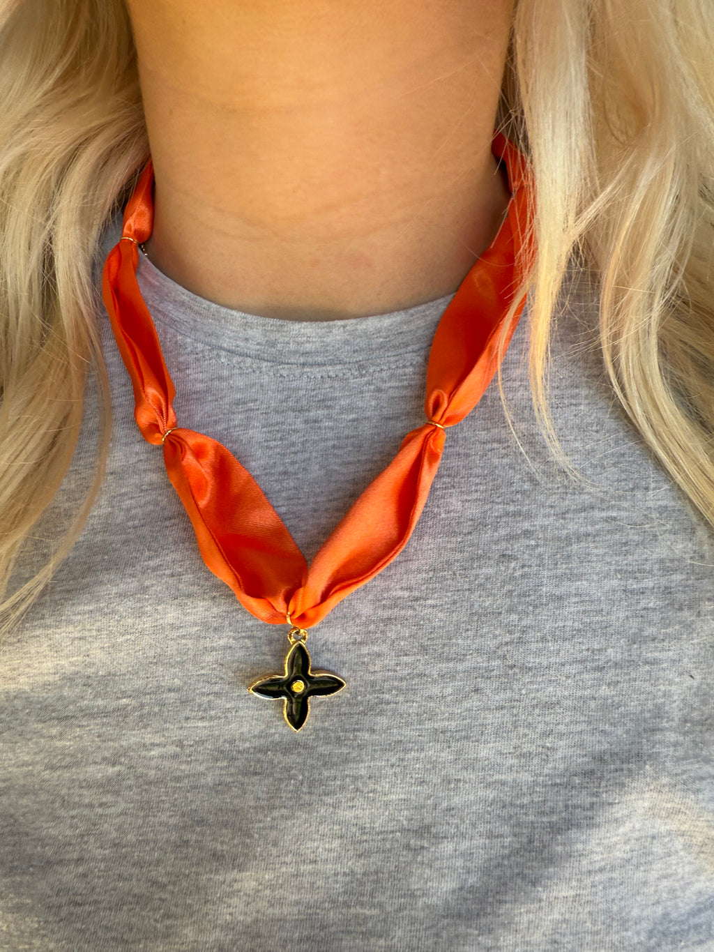 Orange and black scarf tie