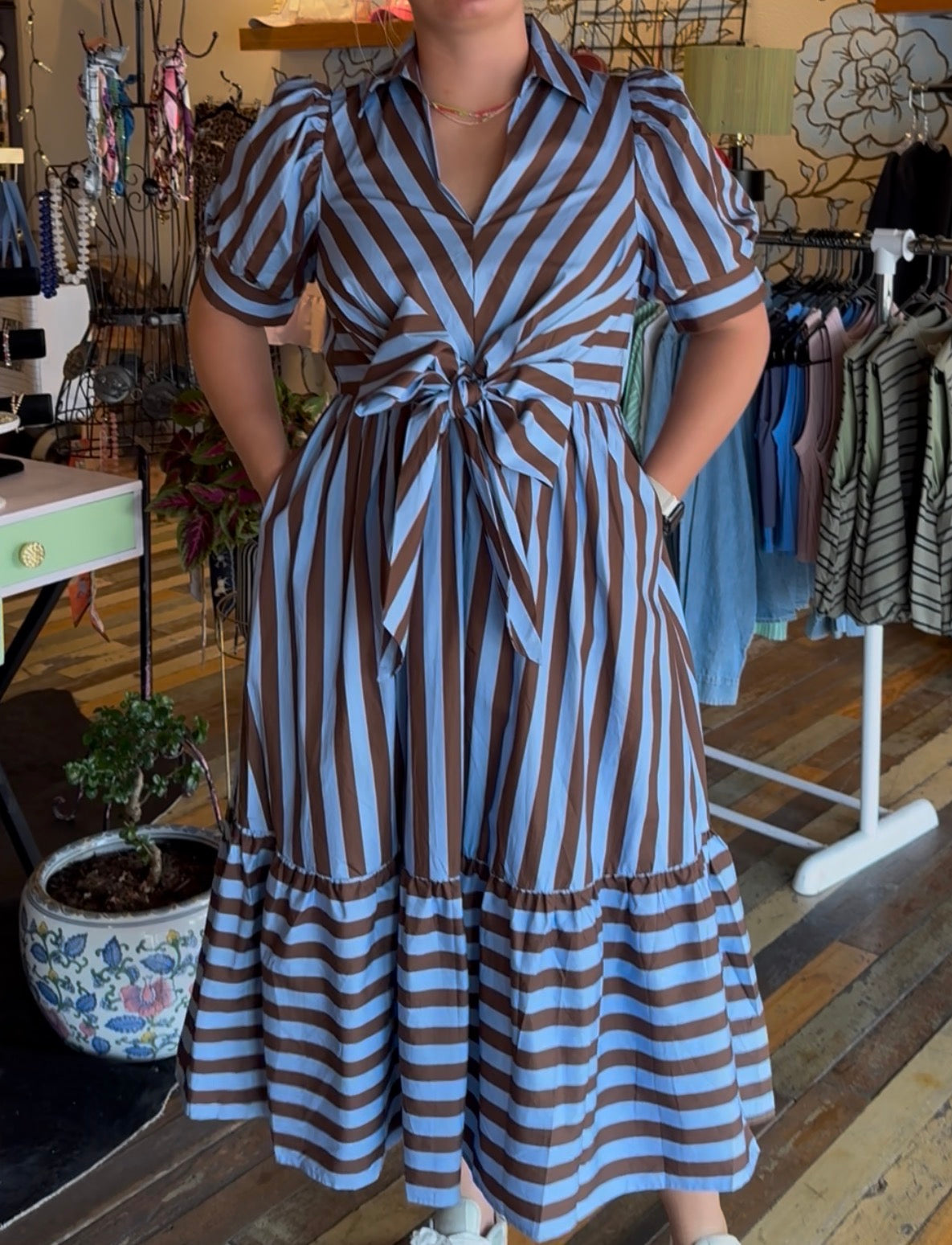 Brown and Blue dress