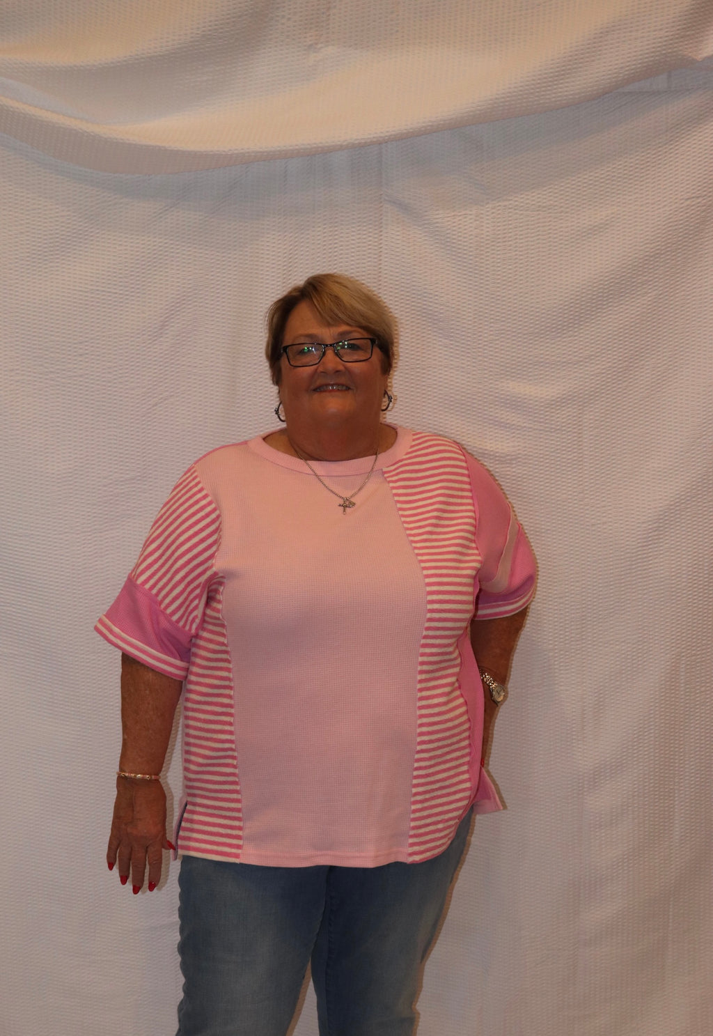 Pink Multi Textured shirt